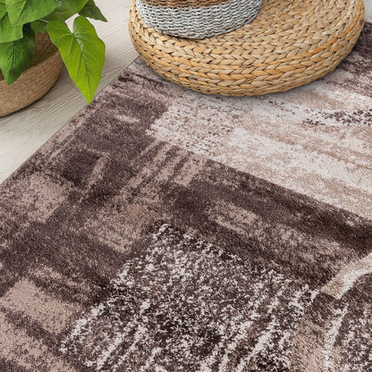 Tapis rond abstrait en polypropylène fabriqué à la machine par World Rug Gallery