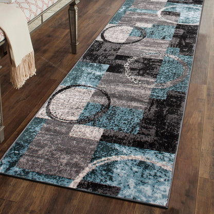 Tapis rond abstrait en polypropylène fabriqué à la machine par World Rug Gallery