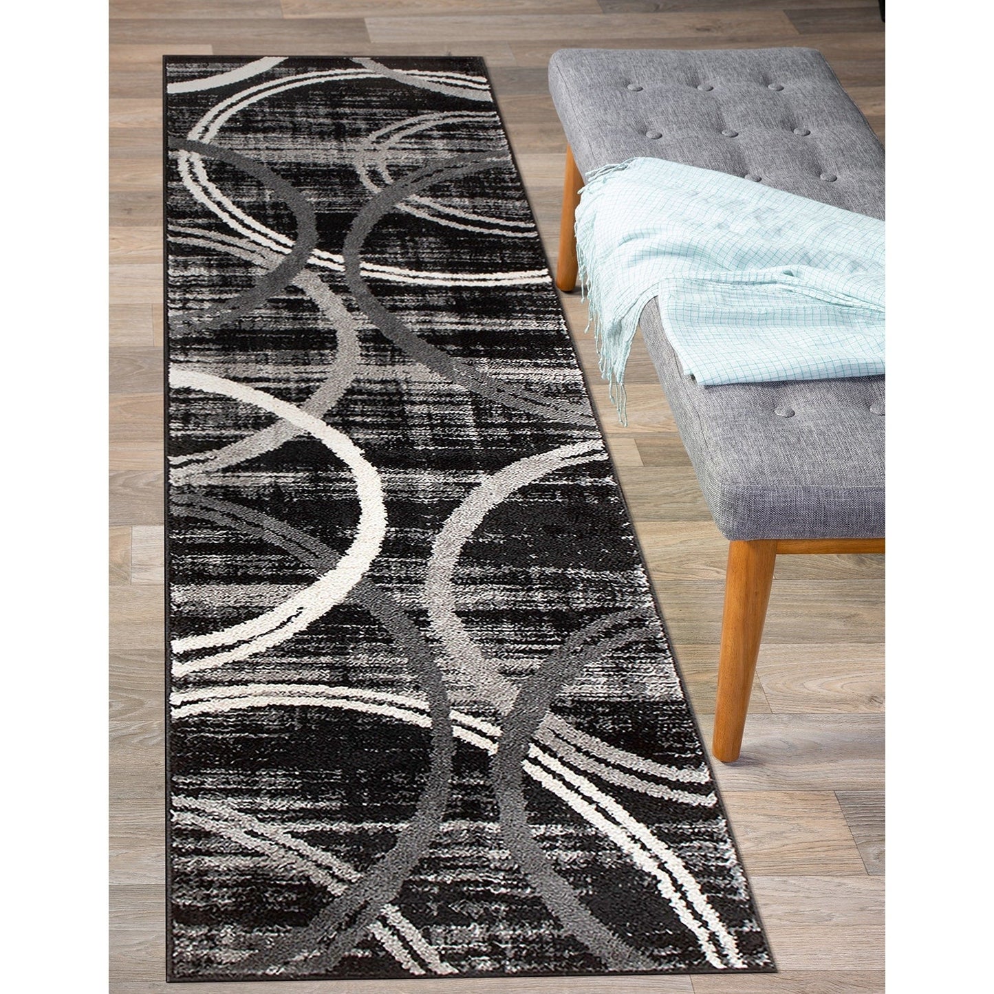 Tapis contemporain à motif de cercles abstraits, collection World Rug Gallery