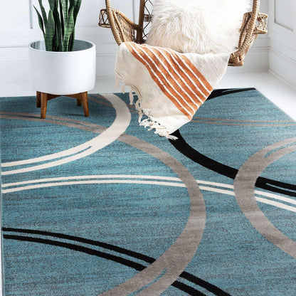 Tapis contemporain à motif de cercles abstraits, collection World Rug Gallery