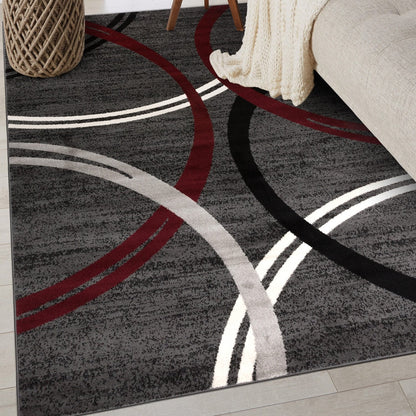 Tapis contemporain à motif de cercles abstraits, collection World Rug Gallery