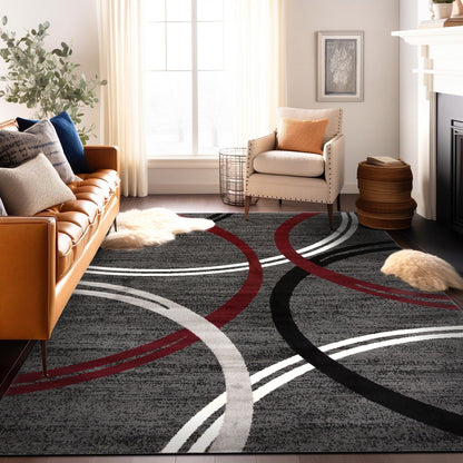 Tapis contemporain à motif de cercles abstraits, collection World Rug Gallery
