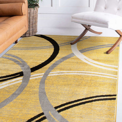 Tapis contemporain à motif de cercles abstraits, collection World Rug Gallery