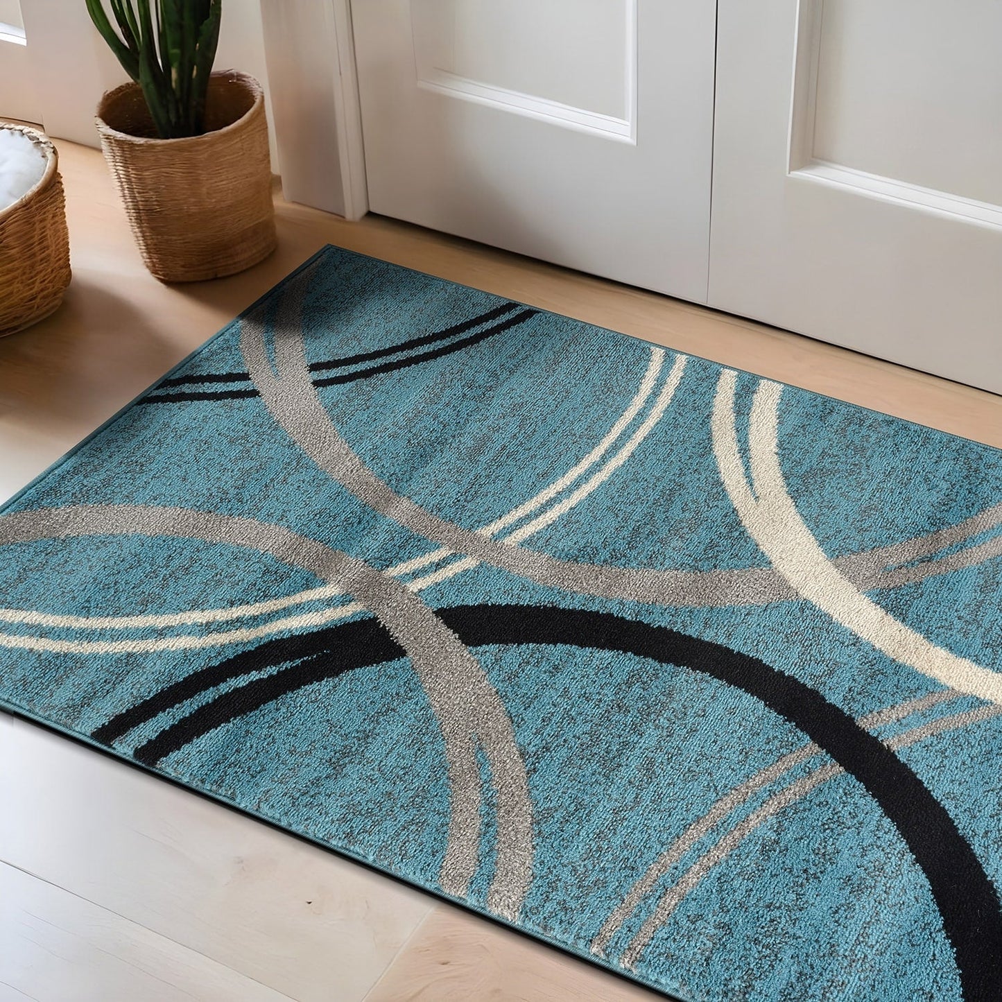 Tapis contemporain à motif de cercles abstraits, collection World Rug Gallery