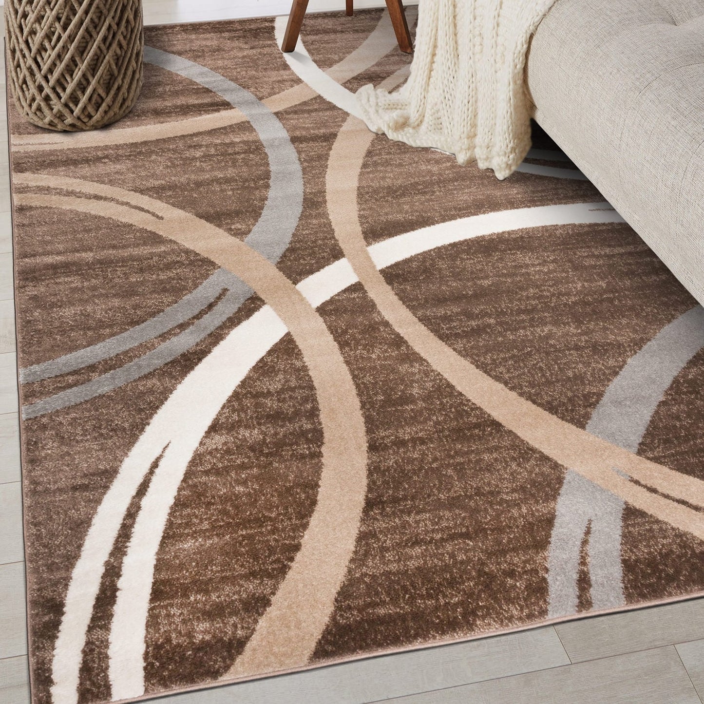 Tapis contemporain à motif de cercles abstraits, collection World Rug Gallery