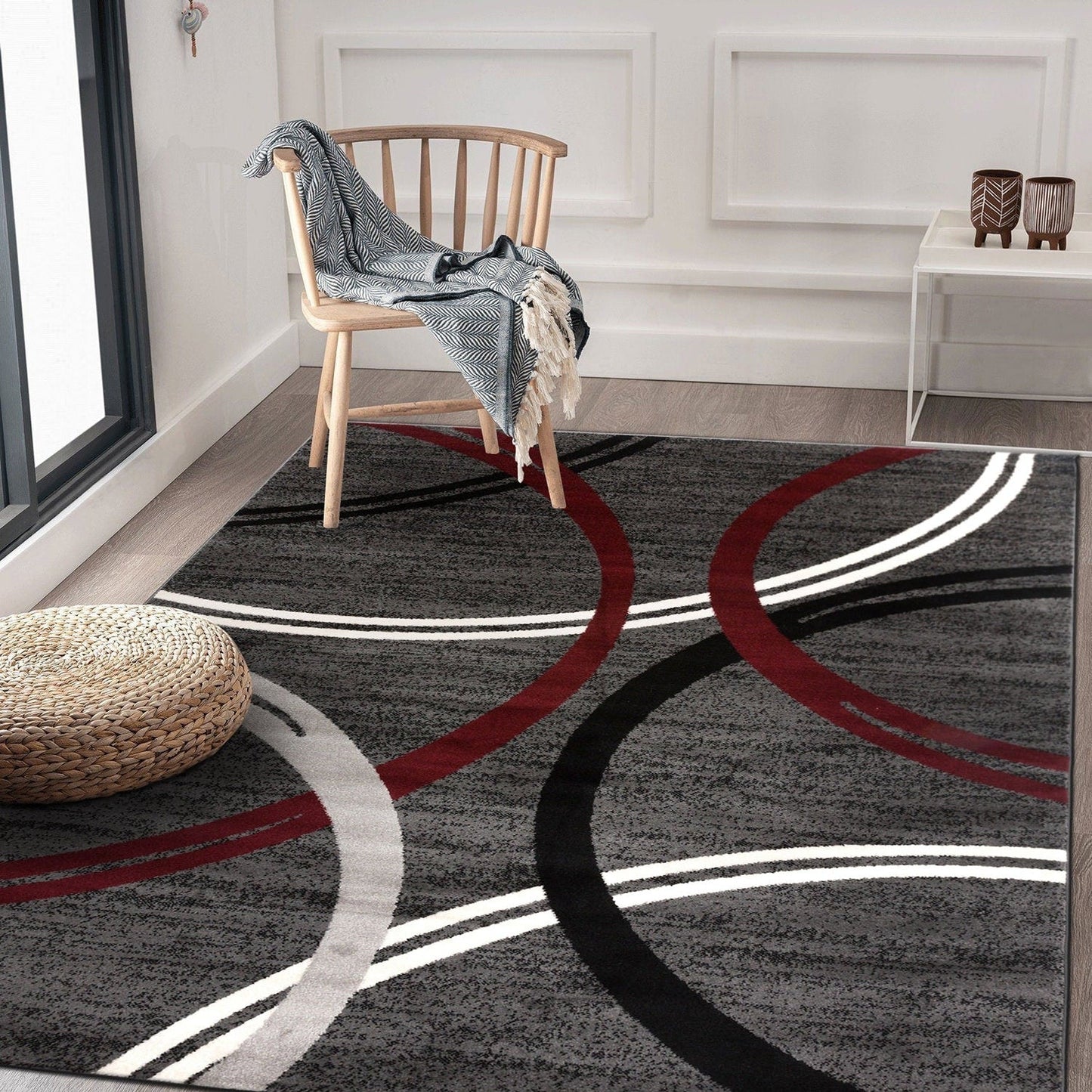 Tapis contemporain à motif de cercles abstraits, collection World Rug Gallery