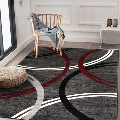 Tapis contemporain à motif de cercles abstraits, collection World Rug Gallery