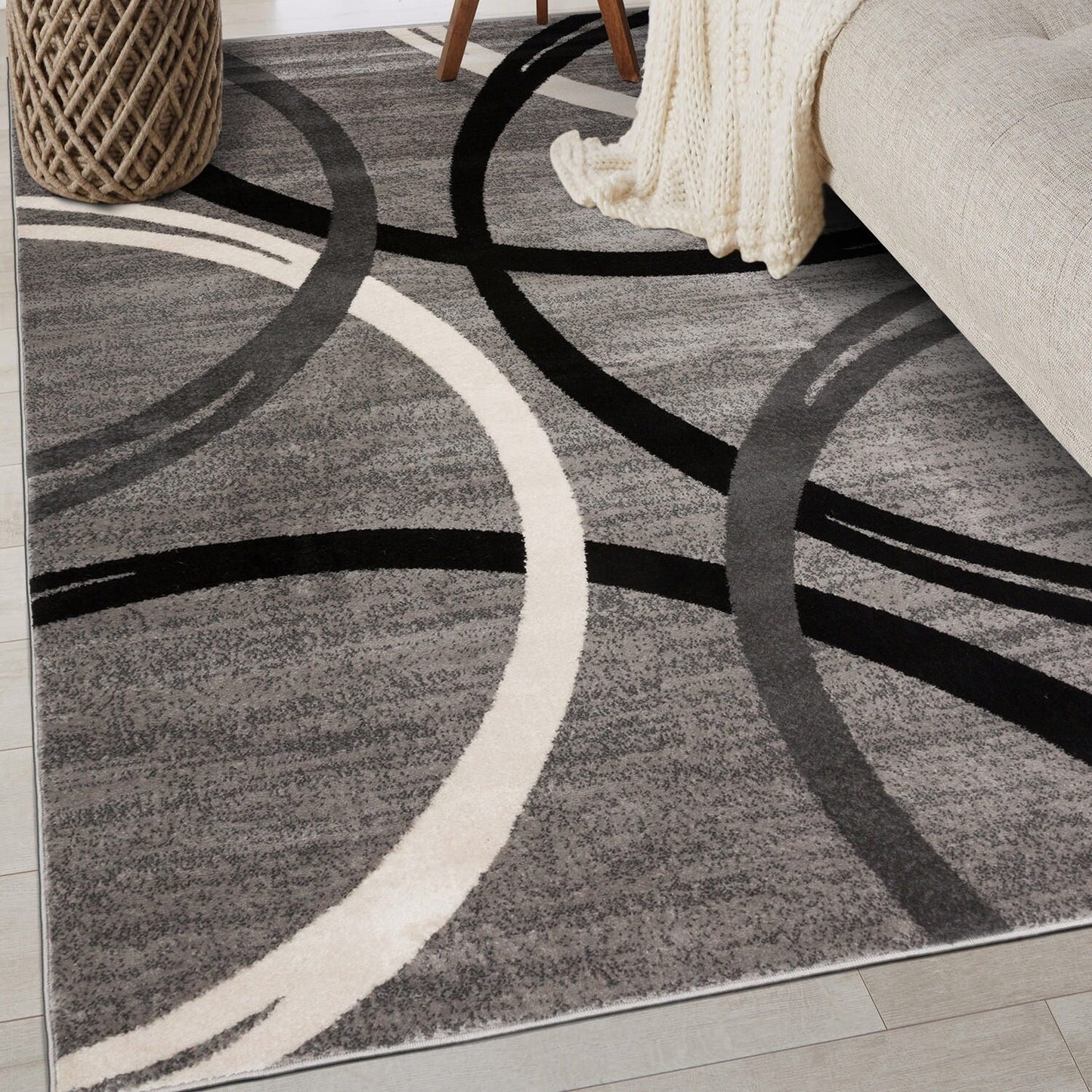 Tapis contemporain à motif de cercles abstraits, collection World Rug Gallery