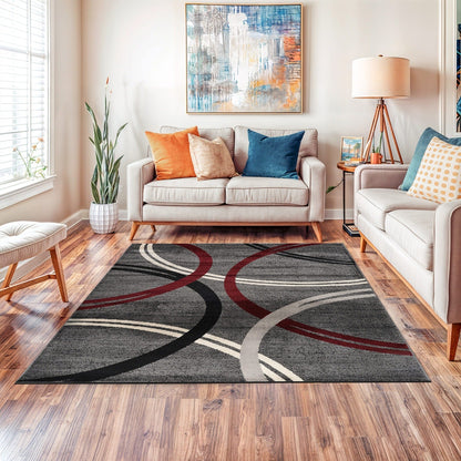 Tapis contemporain à motif de cercles abstraits, collection World Rug Gallery