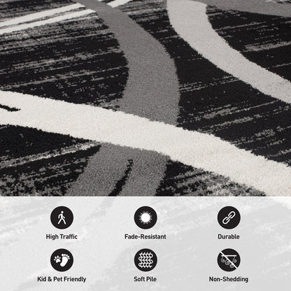 Tapis contemporain à motif de cercles abstraits, collection World Rug Gallery