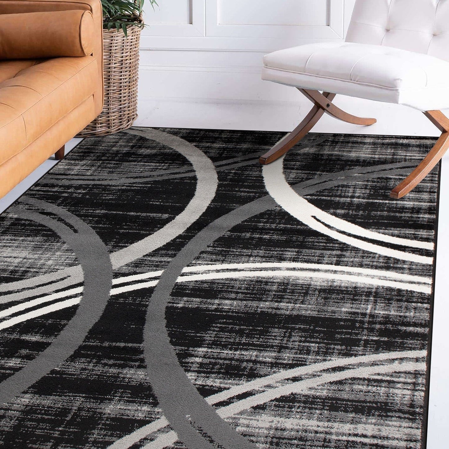 Tapis contemporain à motif de cercles abstraits, collection World Rug Gallery