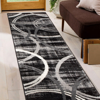 Tapis contemporain à motif de cercles abstraits, collection World Rug Gallery