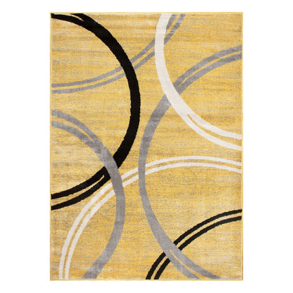 Tapis contemporain à motif de cercles abstraits, collection World Rug Gallery