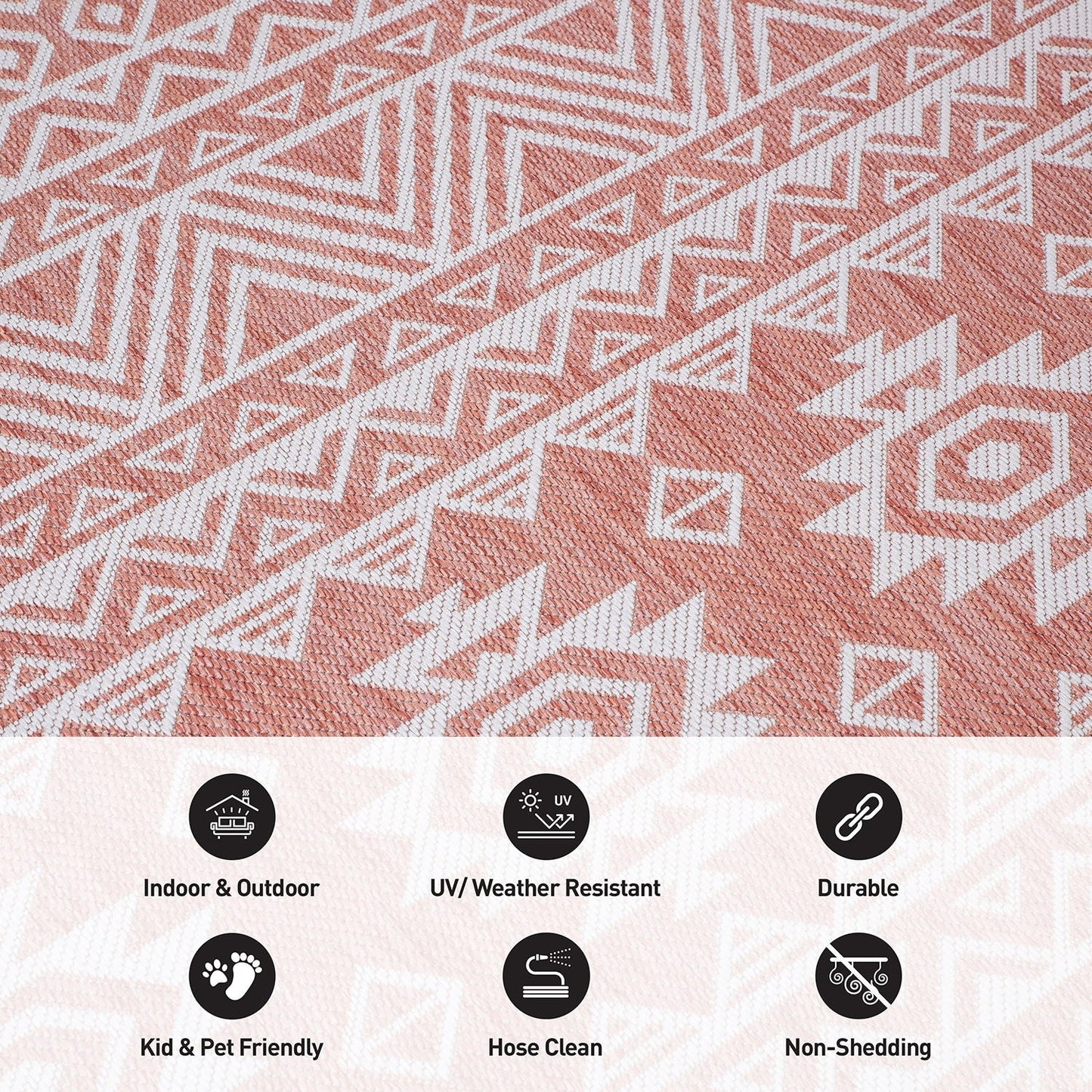 Tapis d'intérieur/extérieur texturé géométrique bohème vieilli World Rug Gallery