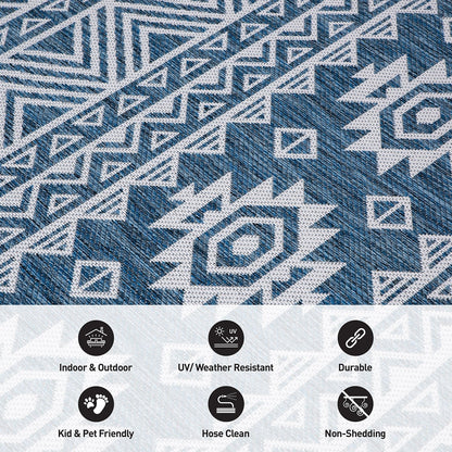 Tapis d'intérieur/extérieur texturé géométrique bohème vieilli World Rug Gallery