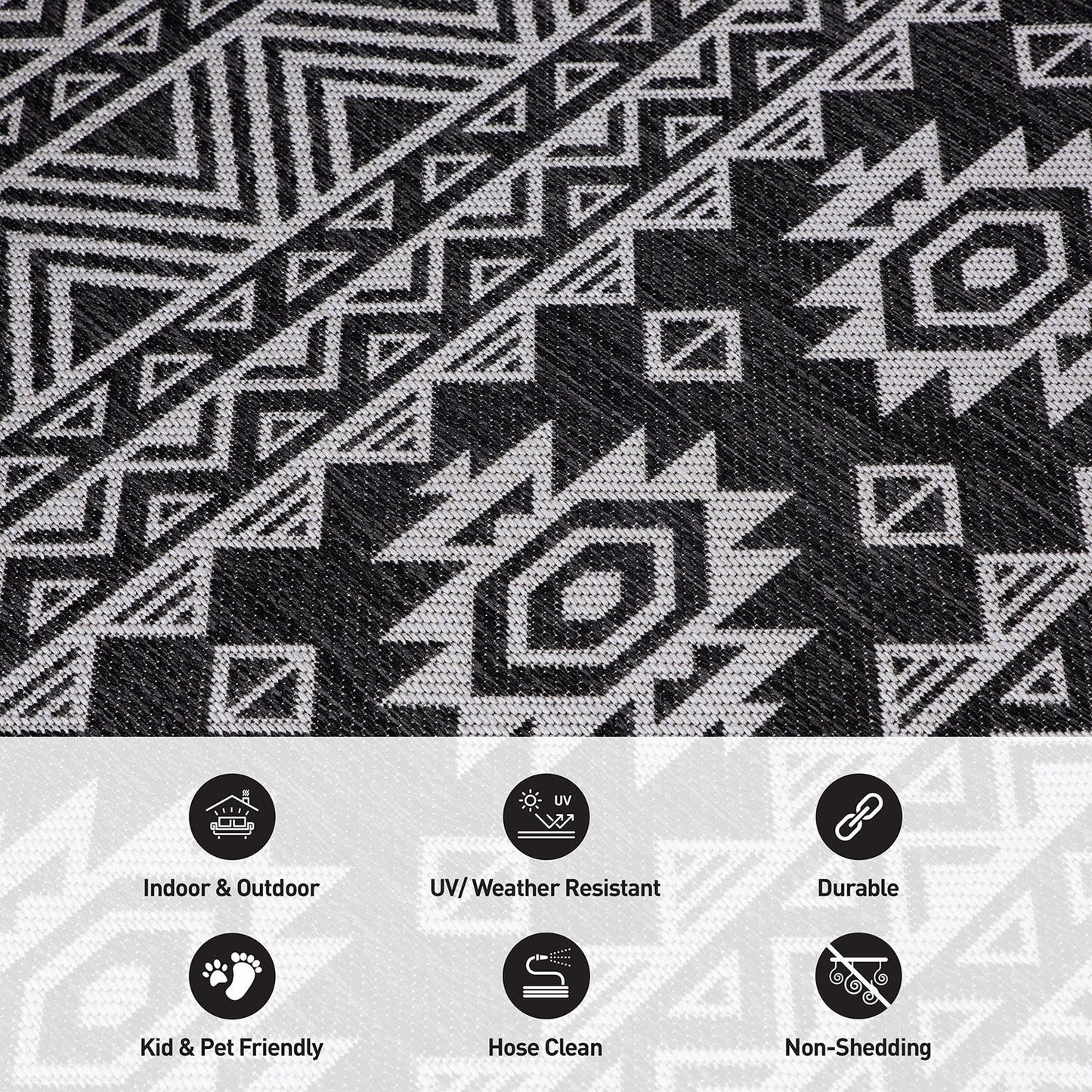 Tapis d'intérieur/extérieur texturé géométrique bohème vieilli World Rug Gallery