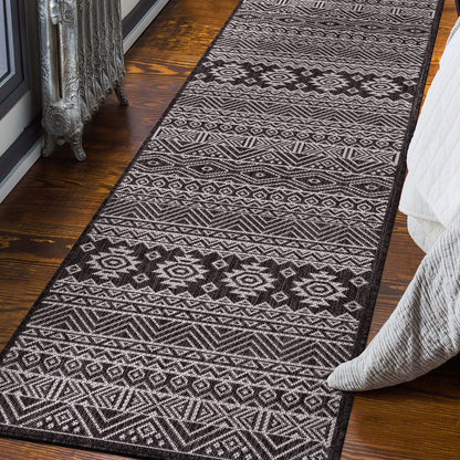 Tapis d'intérieur/extérieur texturé géométrique bohème vieilli World Rug Gallery