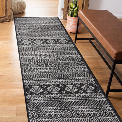 Tapis d'intérieur/extérieur texturé géométrique bohème vieilli World Rug Gallery