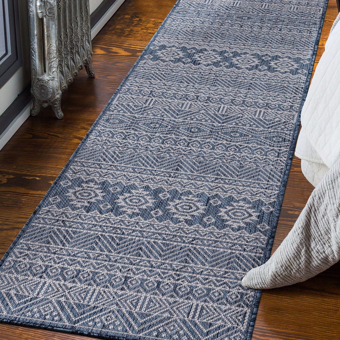 Tapis d'intérieur/extérieur texturé géométrique bohème vieilli World Rug Gallery