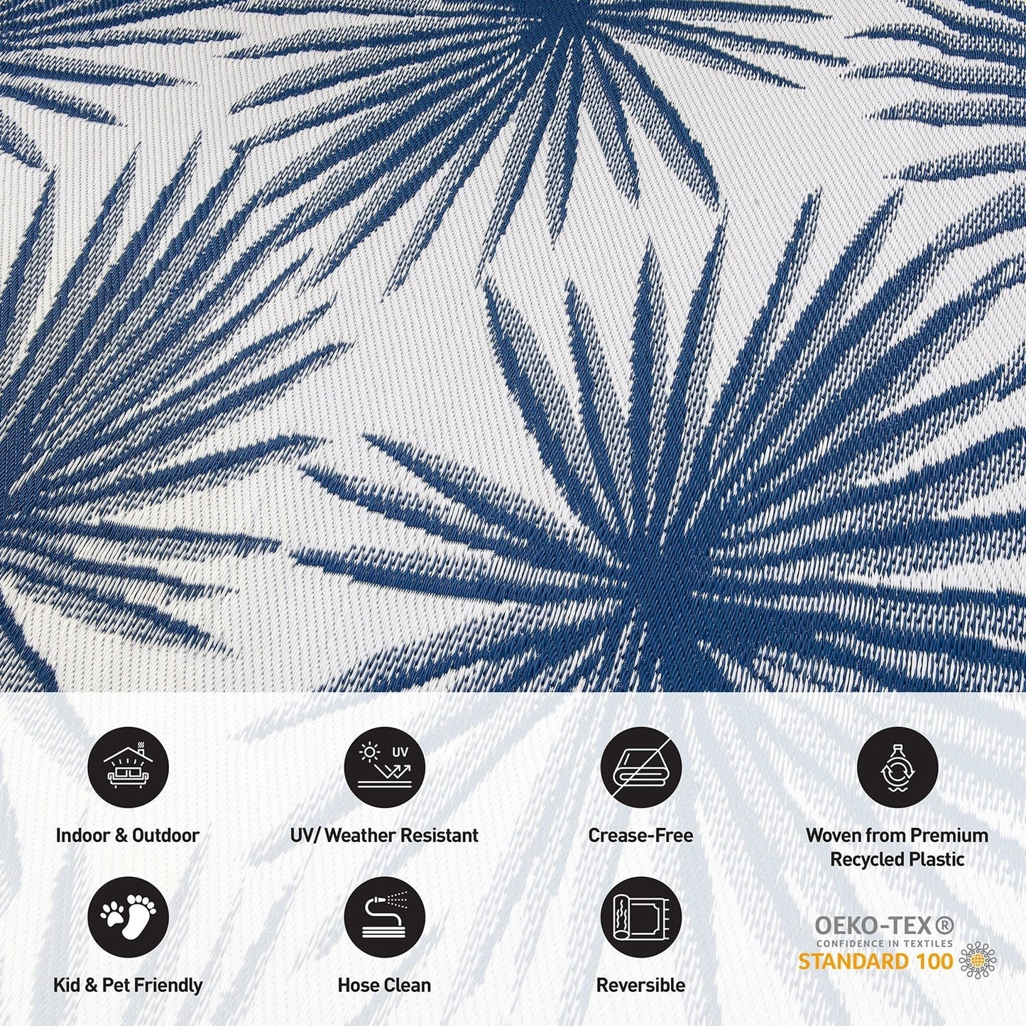 Tapis d'extérieur réversibles en plastique recyclé à motif floral tropical de World Rug Gallery