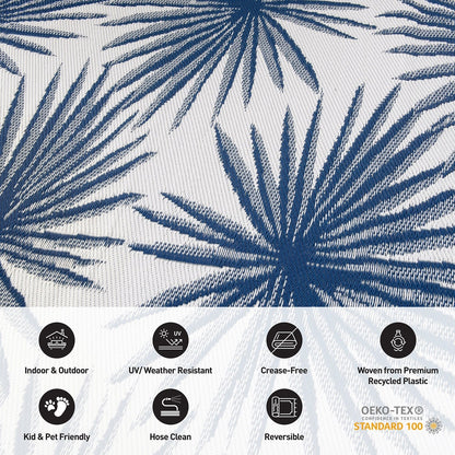 Tapis d'extérieur réversibles en plastique recyclé à motif floral tropical de World Rug Gallery