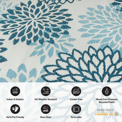 Tapis d'extérieur réversibles modernes à motif floral Aloha en plastique recyclé de World Rug Gallery