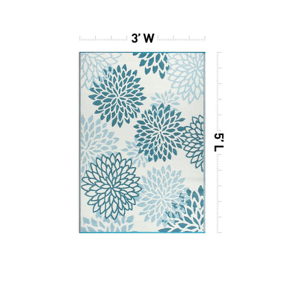 Tapis d'extérieur réversibles modernes à motif floral Aloha en plastique recyclé de World Rug Gallery