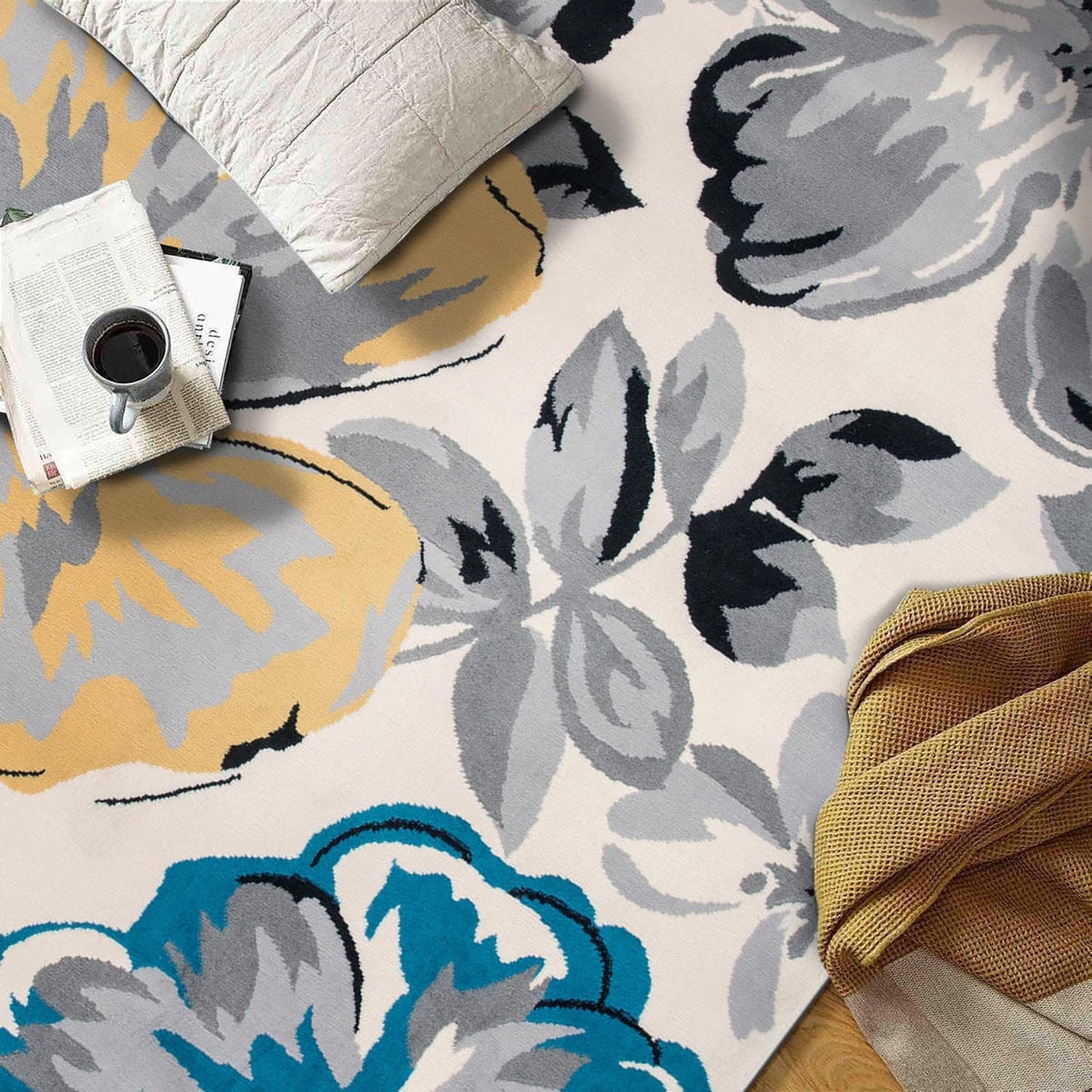 Tapis moderne à motif floral de la galerie World Rug Gallery