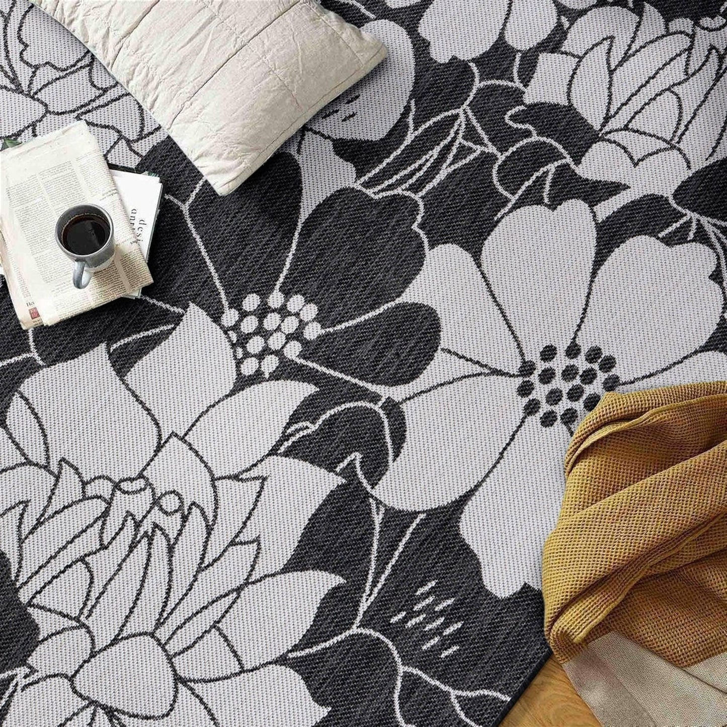 Tapis d'intérieur/extérieur moderne à motif floral texturé World Rug Gallery