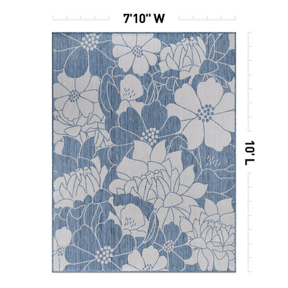 Tapis d'intérieur/extérieur moderne à motif floral texturé World Rug Gallery