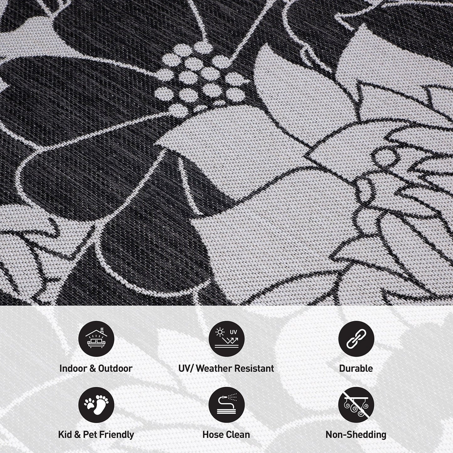 Tapis d'intérieur/extérieur moderne à motif floral texturé World Rug Gallery