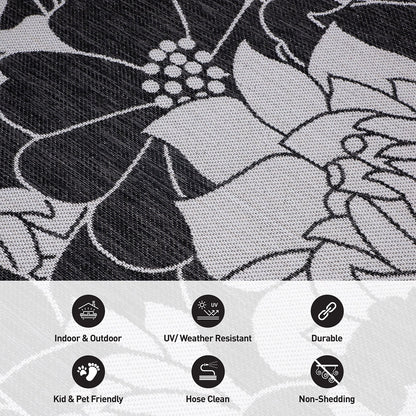 Tapis d'intérieur/extérieur moderne à motif floral texturé World Rug Gallery