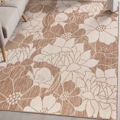 Tapis d'intérieur/extérieur moderne à motif floral texturé World Rug Gallery