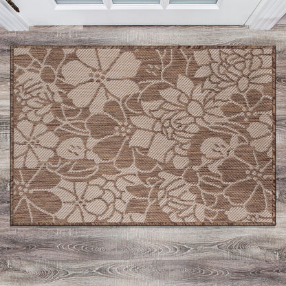 Tapis d'intérieur/extérieur moderne à motif floral texturé World Rug Gallery