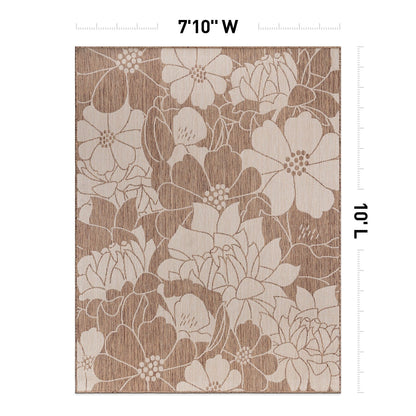 Tapis d'intérieur/extérieur moderne à motif floral texturé World Rug Gallery