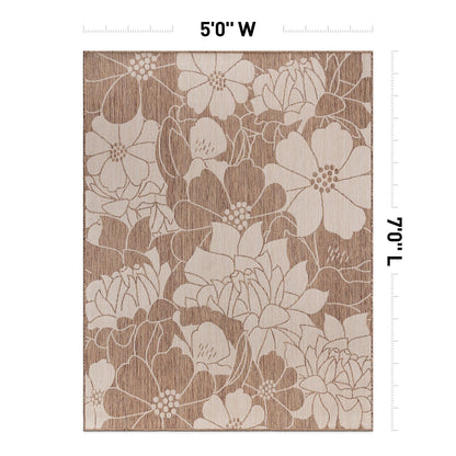 Tapis d'intérieur/extérieur moderne à motif floral texturé World Rug Gallery