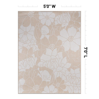 Tapis d'intérieur/extérieur moderne à motif floral texturé World Rug Gallery