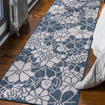 Tapis d'intérieur/extérieur moderne à motif floral texturé World Rug Gallery