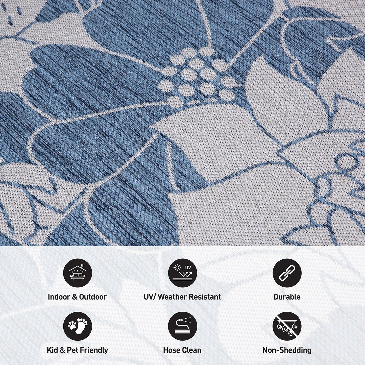 Tapis d'intérieur/extérieur moderne à motif floral texturé World Rug Gallery