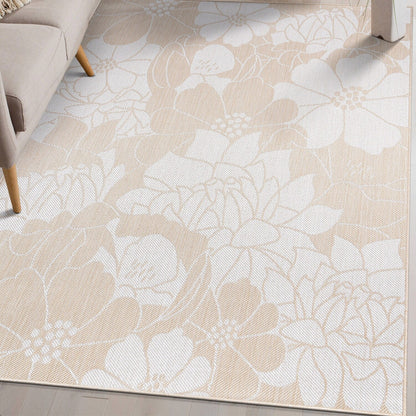 Tapis d'intérieur/extérieur moderne à motif floral texturé World Rug Gallery