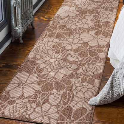 Tapis d'intérieur/extérieur moderne à motif floral texturé World Rug Gallery