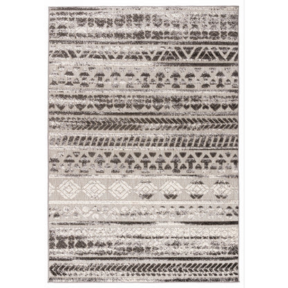 Tapis d'intérieur/extérieur à rayures modernes et géométriques délavées de World Rug Gallery