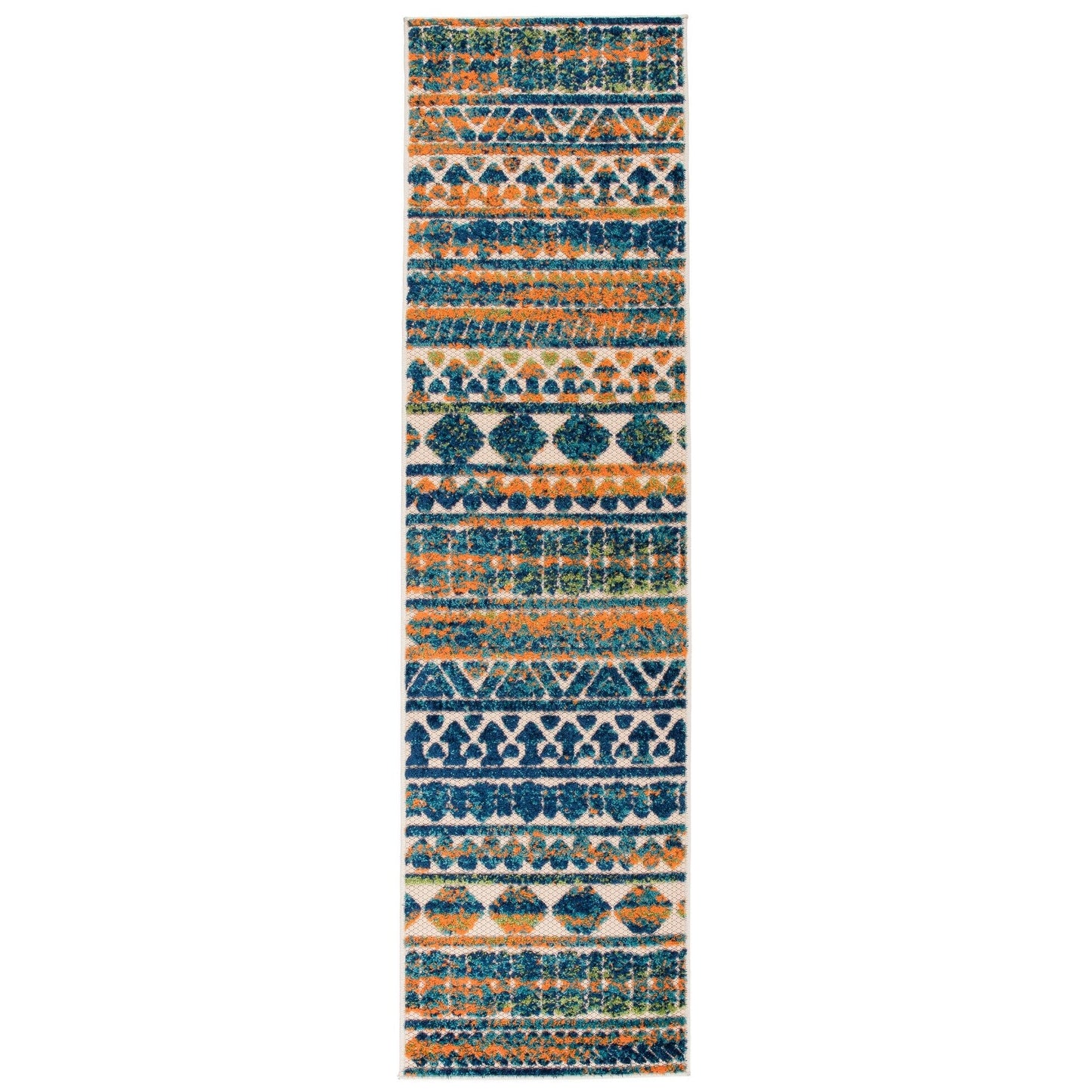 Tapis d'intérieur/extérieur à rayures modernes et géométriques délavées de World Rug Gallery