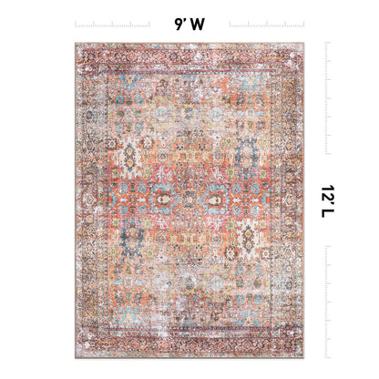Tapis de transition World Rug Gallery, aspect vieilli, lavable en machine, antidérapant