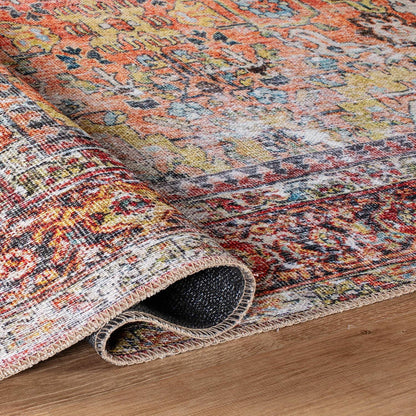 Tapis de transition World Rug Gallery, aspect vieilli, lavable en machine, antidérapant