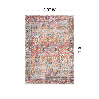 Tapis de transition World Rug Gallery, aspect vieilli, lavable en machine, antidérapant