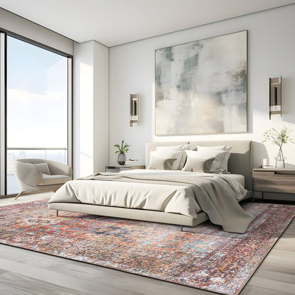 Tapis de transition World Rug Gallery, aspect vieilli, lavable en machine, antidérapant