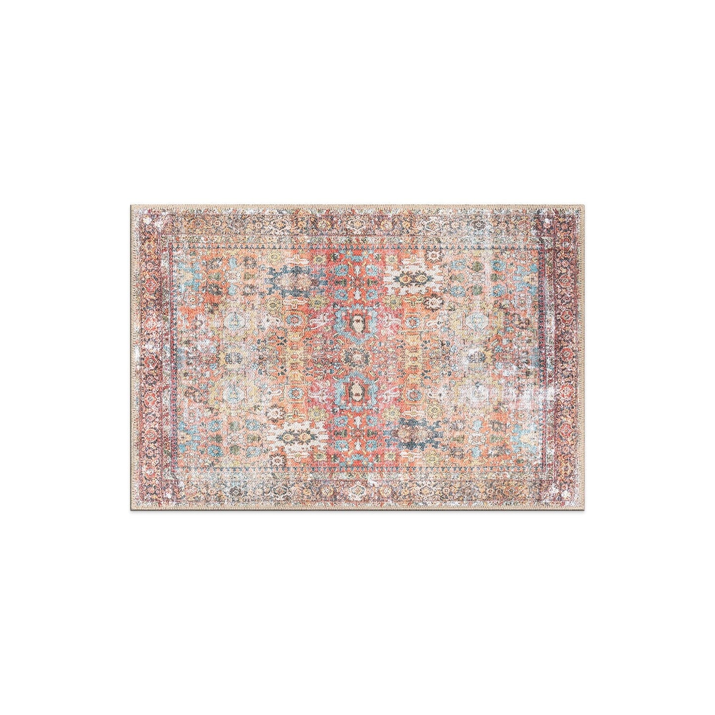 Tapis de transition World Rug Gallery, aspect vieilli, lavable en machine, antidérapant
