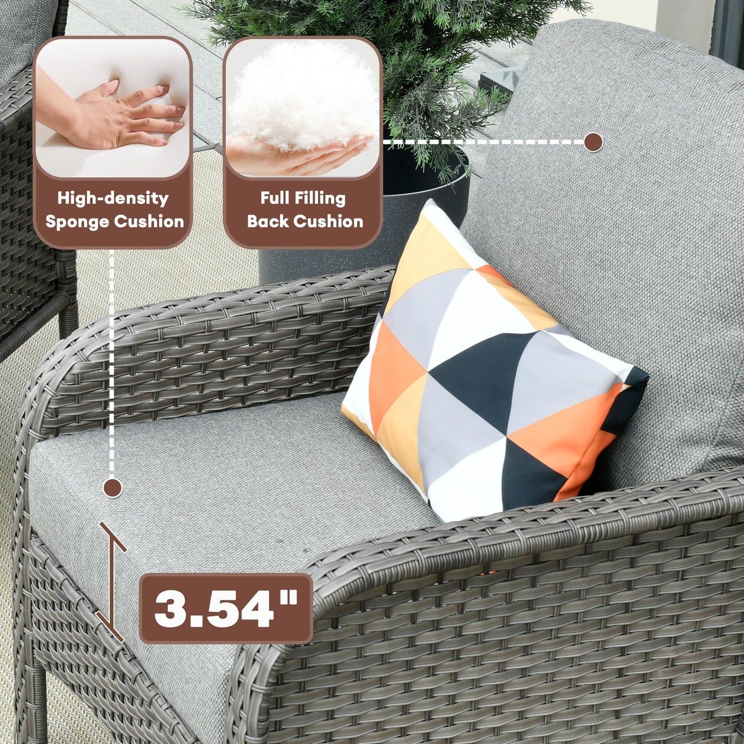 Ensemble de conversation de 4 pièces pour patio extérieur XIZZI avec table