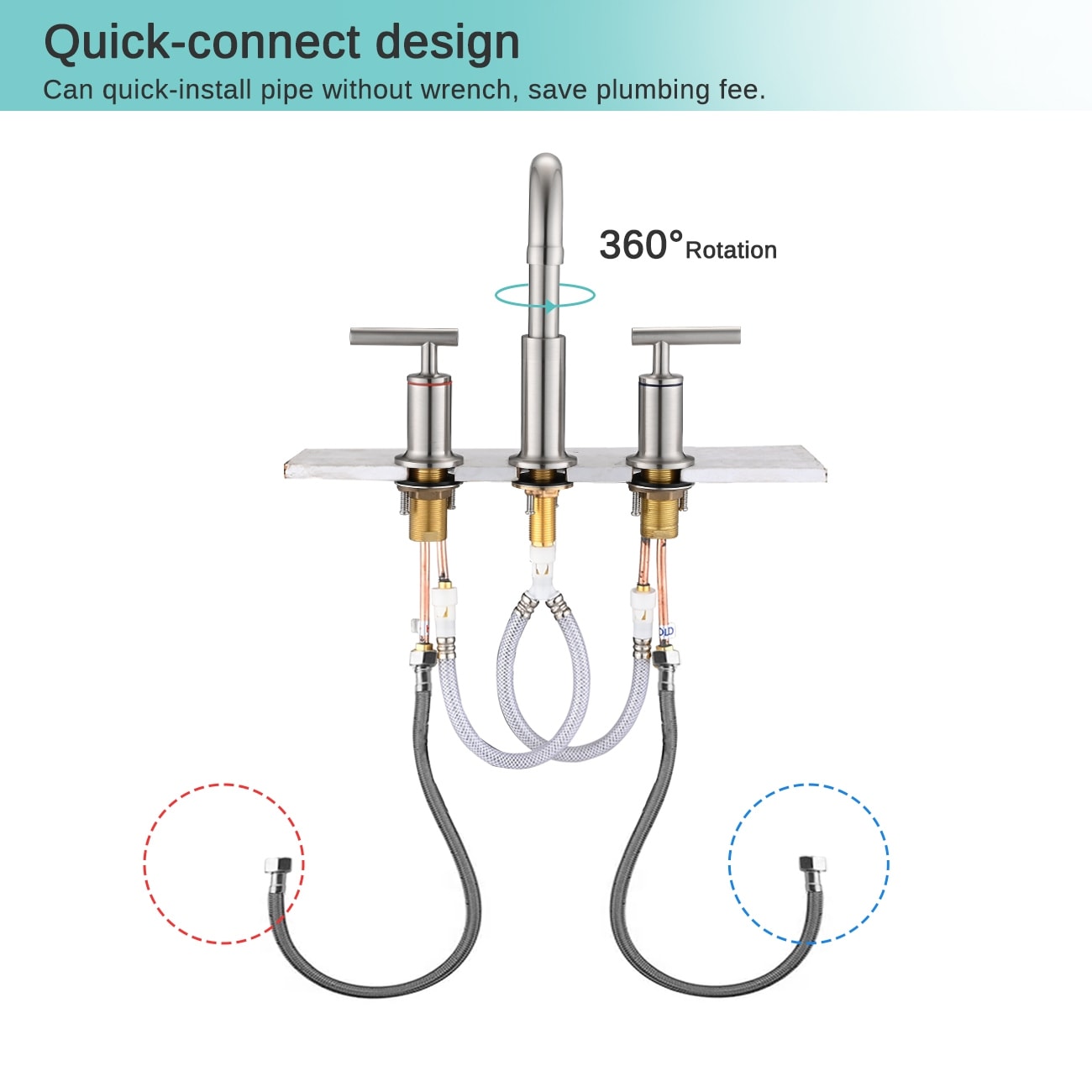 Robinet de lavabo de luxe YASIU 8 pouces à entraxe large avec bonde escamotable